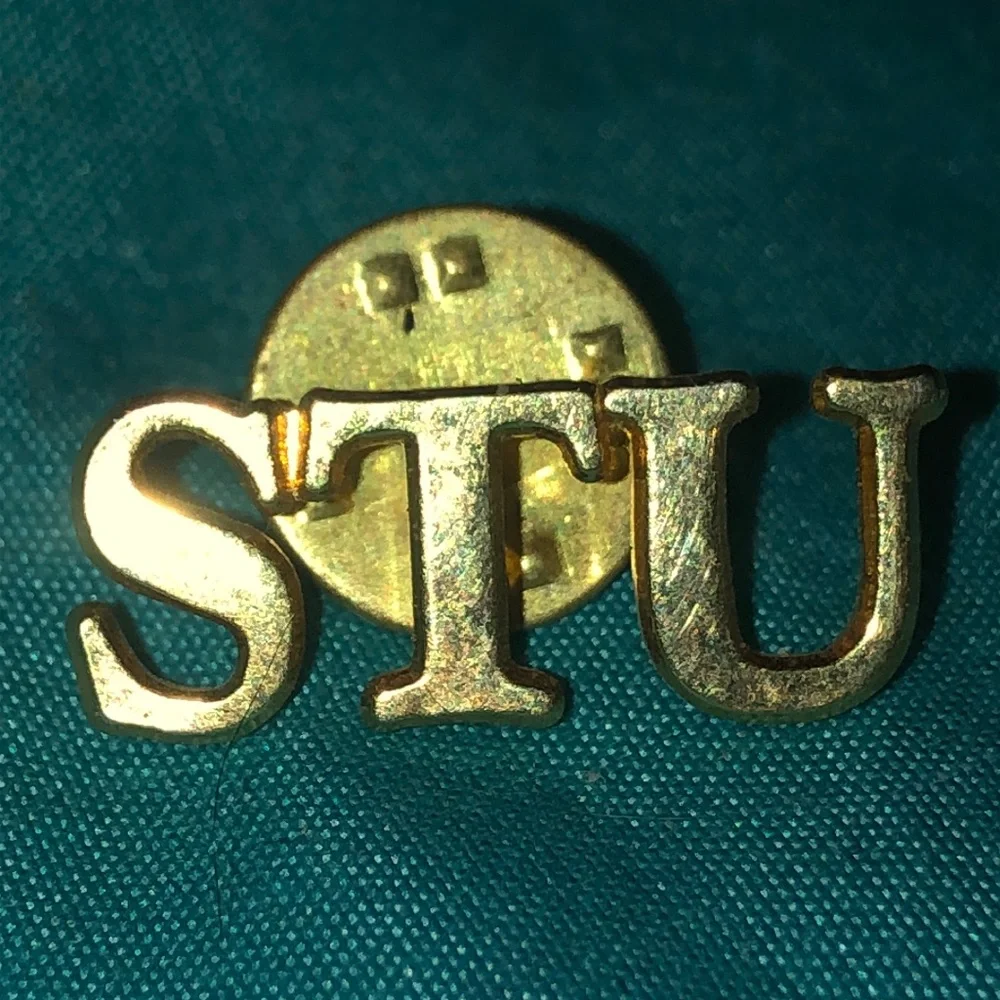 Vintage Gold Tone STU Letter Pin